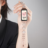 watchbond适用华为手环11表带10/9/8表带施华洛四叶草链式小椭圆表带智能运动NFC手环女生夏天金属表链透气 【施华洛】四叶草-链式小椭圆-玫瑰金+送玫金接头 适用华为手环11/11Pro/