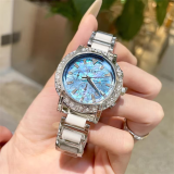 凯度（GAIDU）轻奢小众手表正品名牌时尚机械风镶钻陶瓷大表盘女士石英表礼物 陶瓷蓝（送高档礼盒套装）