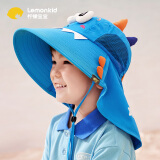 lemonkid儿童帽子夏宝宝遮阳帽男女童太阳帽亲子遮阳渔夫帽天空蓝恐龙56
