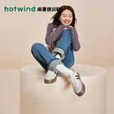 热风（Hotwind）商场同款女鞋经典厚底板鞋秋季新款复古麻薯德训鞋舒适运动小白鞋 88米黑 (皮面H14W3742) 37 (235mm)