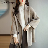 拉夏贝尔（La Chapelle）短外套女装2025年春秋季新款上衣小个子小香风外套衣服毛呢大衣女 卡其色 M