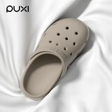 朴西沙滩休闲洞洞鞋女士EVA厚底增高情侣凉鞋男 卡其色 40-41 