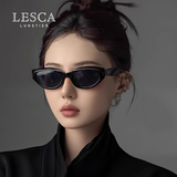 LESCA LUNETIER复古猫眼防紫外线太阳镜 睿智黑【氛围感凹造型】