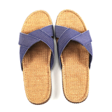 硕牌亚麻拖鞋3304男士室内夏季家居防滑吸汗透气厚底家居鞋大码 深蓝牛仔 42-43
