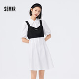 森马（Semir）【连衣裙合辑】夏天女法式慵懒风裙子复古学院风针织裙雪纺碎花裙 D款抹胸衬衫裙-漂白10007 L