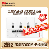 华为全屋WiFi6套装5G企业级智能天线大户型别墅大平层 4个双网口86面板AP+8口满供POE交换机