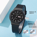 佰时顿手表男女学生考试专用小学初中高中儿童中考双日历防水夜光石英表 黑色【双日历，考试专用】