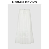 UR【钟楚曦同款】2025秋季新款女装田园风蕾丝花边半裙UYL550031 本白 (面料微透) L