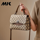 MK包包女士2025新款时尚妈妈包斜挎包手提包大容量印花单肩女包礼物 卡其色【精美礼盒装】 下宽24.5CM、厚10.5CM、高16.5CM