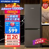 HYUNDAI（韩国现代）大容量双开门二门冰箱 家用中型小型电冰箱冷冻冷藏租房宿舍节能省电 223L灰【一级能效+店铺主推】