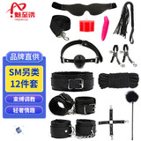 魅至诱手铐脚铐口塞皮鞭子铃铛乳夹项圈羽毛眼罩低温蜡烛套装SM成人套装 SM套装黑色12件套