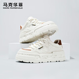 马克华菲男鞋2025鞋子男款男士厚底增高小白鞋休闲鞋板鞋 浅云白 44