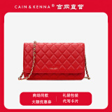 CAIN&KENNA真皮头层牛皮女包时尚单肩斜挎包菱格链条包高级感轻奢 红色/头层牛皮材质 实用走心礼物头层牛皮菱格小包