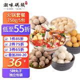潮味码头潮汕牛肉丸火锅烧烤空气炸锅关东煮食材套餐750g 5种丸子独立包装