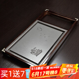 瓷牌茗茶具功夫茶具茶盘实木家用整套四合一电热炉茶台茶托盘排水式仿乌金石 招财进宝瓷石变色茶盘（无电磁炉