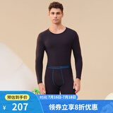 舒雅（SCHIESSER）男士舒美棉3A抗菌长袖长裤保暖秋衣秋裤套装E5/23918W E5/23923W【圆领】宝藍 L 【70-80公斤】