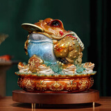 黄铜招财金蟾摆件三足蟾蜍店铺公司前台装饰工艺品乔迁开业礼品 中号全铜《招财进宝》直径13.5