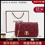 CinvaiKrose官网包包女包2025年新款女士斜挎单肩包生日母亲节礼物实用送妈妈 波尔多红Bordeaux red【大号】