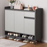 立太（LEADTEK）鞋柜门口入户收纳柜大容量一体靠墙玄关柜多层家用收纳架实木鞋架 【按压开门-送货上门-板材加厚】100-32-100雾灰