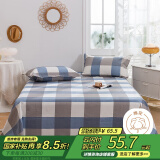艾薇 老粗布床单加厚粗布凉席双人床单单件 明亮格蓝230*250cm