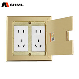 MSHML地插全铜防溅水120型地面插座开启式隐藏多媒体地板通用插座盒 双五孔 【1个顶2个用】
