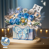 俐智（Loz）积木拼插花束6-12-15岁拼装永生花模型送女友礼盒生日礼物1968蓝