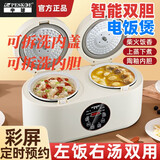 半球半球双胆电饭煲智能家用小型迷你多功能压力饭锅2-3人双拼一体不粘内胆2L蒸煮汤菜双用电饭锅 半球 2L 双胆双用电饭煲 配一蒸一盘