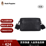暇步士（Hush Puppies）男士单肩包斜挎包新款时尚户外通勤真皮邮差包牛皮 黑色HA-2011708W-5710