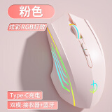 剑圣一族无线蓝牙鼠标游戏鼠标电竞鼠标电量显示无线RGB/2.4G/蓝牙三模连接竞技FPS吃鸡宏cf送男友礼物M800 旗舰版7键-双模-2400DPI-RGB灯-经典粉