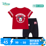 迪士尼宝宝（Disney Baby）迪士尼童装男童套装迪士尼宝宝纯棉短袖T恤七分裤2件套 红色 7岁/身高140cm