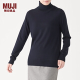 无印良品 MUJI 女式 天竺 高领毛衣 长袖针织衫 海军蓝 M