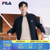FILA 斐乐官方男子外套2024秋冬时尚基础休闲通勤立领针织上衣