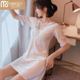 莫代尔睡衣女士新款冰丝睡裙性感夏季薄款蕾丝短袖睡裙家居服舒适 306款淡藕色 XL (120-140斤)