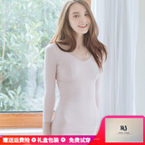 KJ法国无痕性感蕾丝保暖内衣女美体修身打底棉毛衫加绒加厚秋衣秋裤 粉色常规款套装 均码 【建议体重80-130斤】