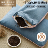 雅鹿·自由自在 纯棉100%荞麦壳荞麦皮枕头枕芯全棉安睡枕头60*36cm单只装 粉蓝