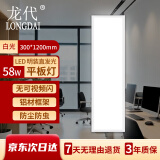 龙代 明装LED平板灯长条吸顶灯办公室灯走廊过道面板灯 300*1200-58W 白光【京仓】