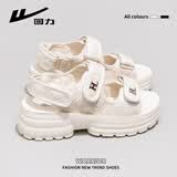 回力凉鞋女新款夏季外穿休闲百搭厚底小香风沙滩运动凉鞋 米色 37