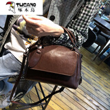 啄木鸟（TUCANO）包包女包新款2025秋冬时尚百搭斜挎包女牛皮大容量大 咖啡色