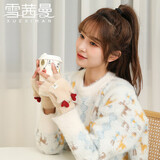 雪茜曼女士手套冬季可爱鹿角卡通学生防寒露半指翻盖加绒厚骑车保暖手套