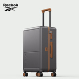 锐步（Reebok）高颜值PC行李箱男女学生拉杆箱刹车轮旅行箱包密码箱皮箱子 英灰棕-刹车轮+杯架+USB双充电口 20英寸 【登机箱-干湿分离内里】
