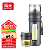 富光玻璃杯 高硼硅泡茶杯子 茶水分离杯 商务办公便携塑玻水杯男女士