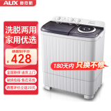 奥克斯（AUX）大容量半自动洗衣机 家用宿舍租房小型波轮双桶双缸洗脱两用 14.5公斤【洗9KG+脱4.5KG】透明黑