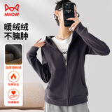 猫人加厚连帽卫衣外套女2025冬季新款小个子短款休闲短外套上衣开衫