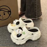 铂呐苓洞洞鞋女款2025新款可爱小狗拖鞋女夏外穿豆豆鞋网红爆款黑色凉鞋 【小狗无语】-白色洞洞鞋 36-37