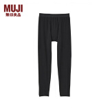 无印良品（MUJI）男式 使用了棉的冬季内衣 长紧身裤 男士秋裤保暖秋季款 69AA455 黑色 L (175/88A)