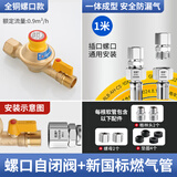 际工燃气管道自闭阀家用天然气安全阀漏气自动断气燃气灶超压保护阀门 燃气灶全铜0.9自闭阀+燃气管1m