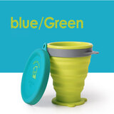 M Square便携式折叠硅胶杯碗野餐露营宝宝食品级旅行户外 荧绿色中杯