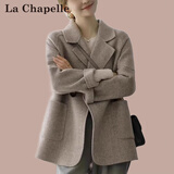 拉夏贝尔（La Chapelle）高端毛呢外套女短款小个子2025秋冬季新款洋气百搭显瘦春秋大衣潮 棕色 L [115-130斤]