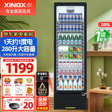 星星（XINGX）展示柜冷藏保鲜柜饮料柜单门立式冰柜风冷直冷冰箱商用食品留样超市便利店蔬菜水果麻辣烫啤酒水柜 直冷省电 1级能效280升LSC-280YPE