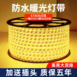 梵耀 户外防水灯带 led超亮灯条 100米整卷 220v客厅外墙专用工程高压灯带 120珠-暖光-100米